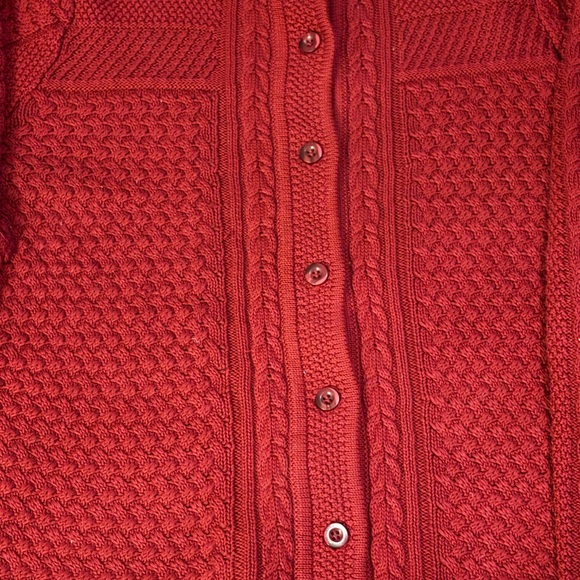 LL Bean Cable Knit Cardigan Sweater Womens Size 2X Red Cotton - Picture 7 of 8
